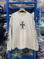 West Coast Choppers Flame‑Cross Sleeve‑Script Print Heather Beige Long‑Sleeve Tee