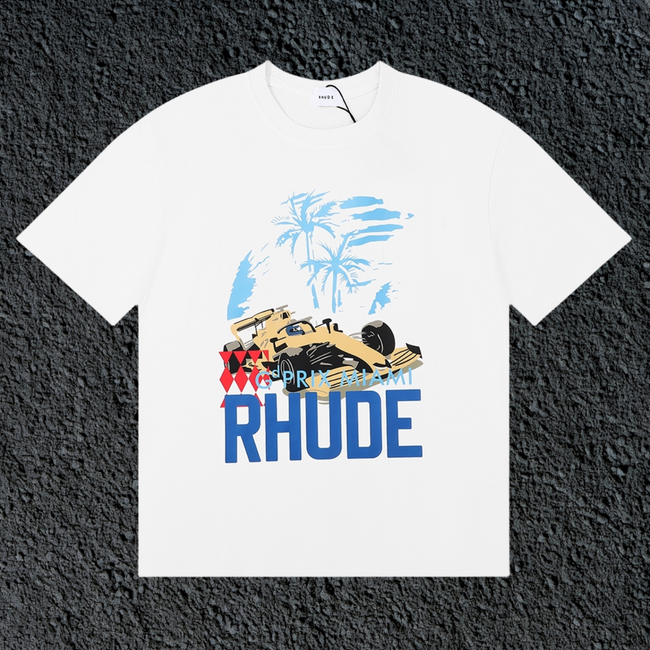 Rhude Grand Prix Miami F1 Race Car White Oversized T‑Shirt Hover Image
