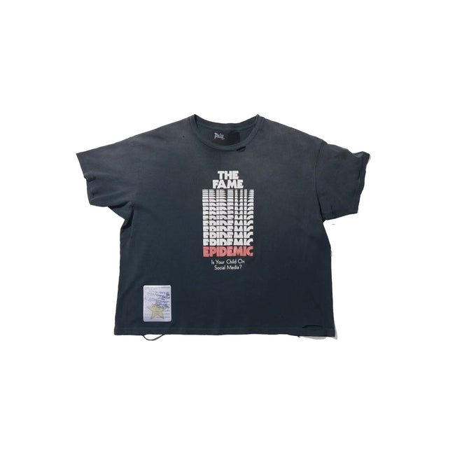 Play Hollywood The Fame Epidemic Typography‑Graphic Patch‑Detail Cropped Boxy Short‑Sleeve Tee Hover Image