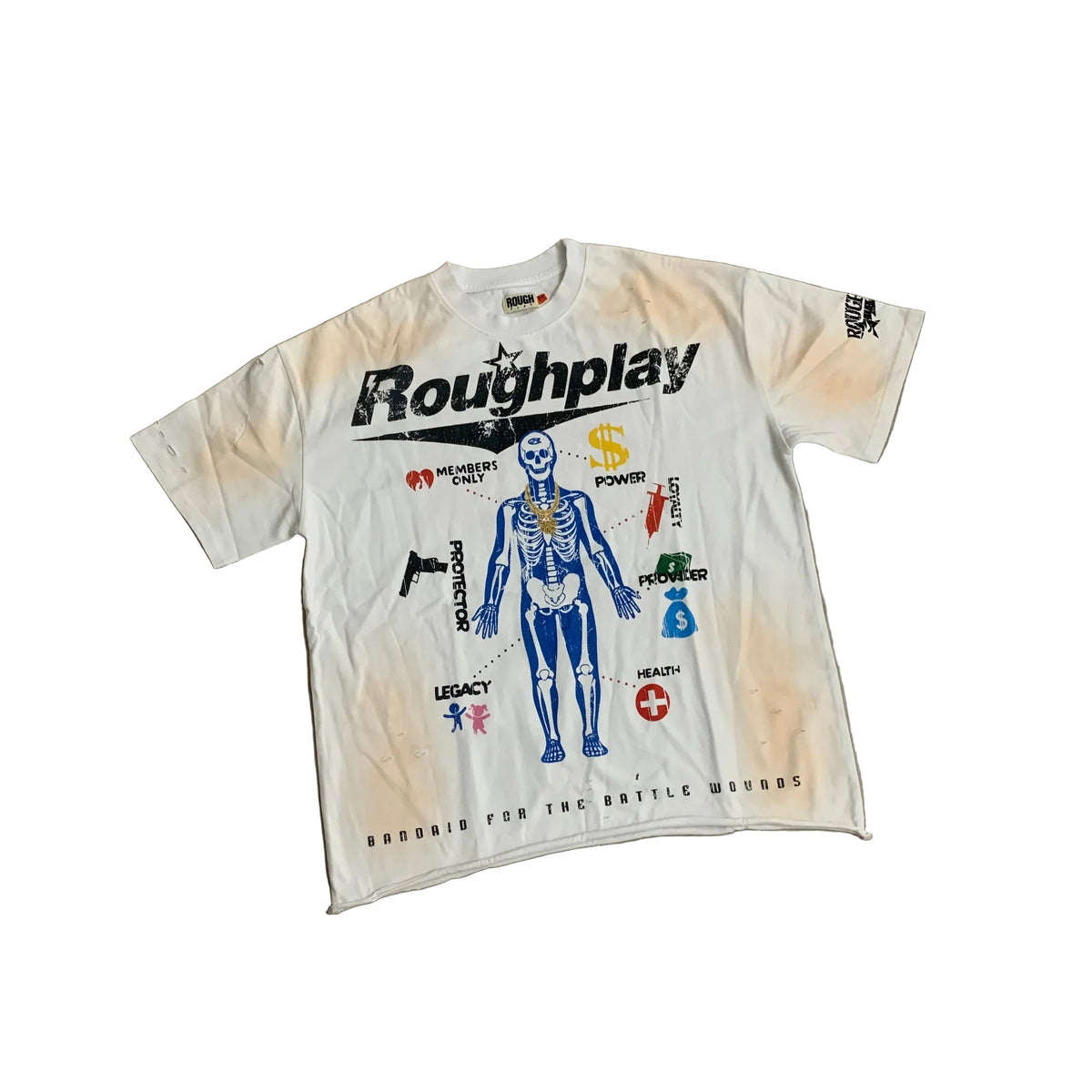 Roughplay  Sun‑Faded Cropped Street‑Grunge T‑Shirt