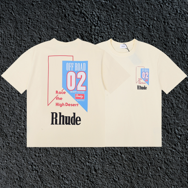 Rhude Off Road 02 High Desert Racing Dual Sided Cream Oversized T‑Shirt Hover Image