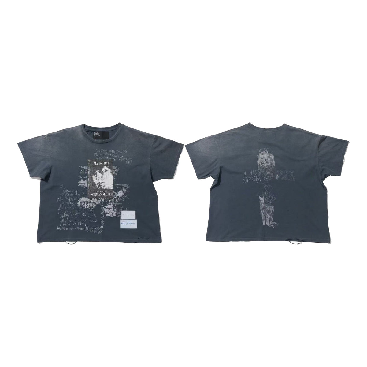 Play Hollywood Marilyn Manson Hand‑Scribble Collage Front‑Back Dual‑Print Cropped Boxy Short‑Sleeve Tee