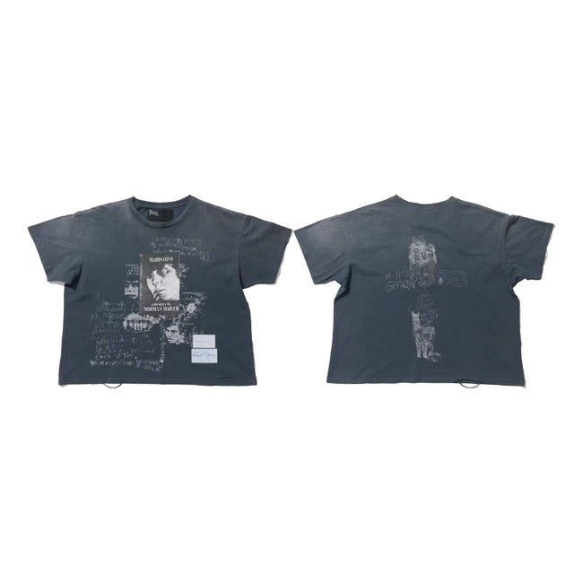 Play Hollywood Marilyn Manson Hand‑Scribble Collage Front‑Back Dual‑Print Cropped Boxy Short‑Sleeve Tee Hover Image