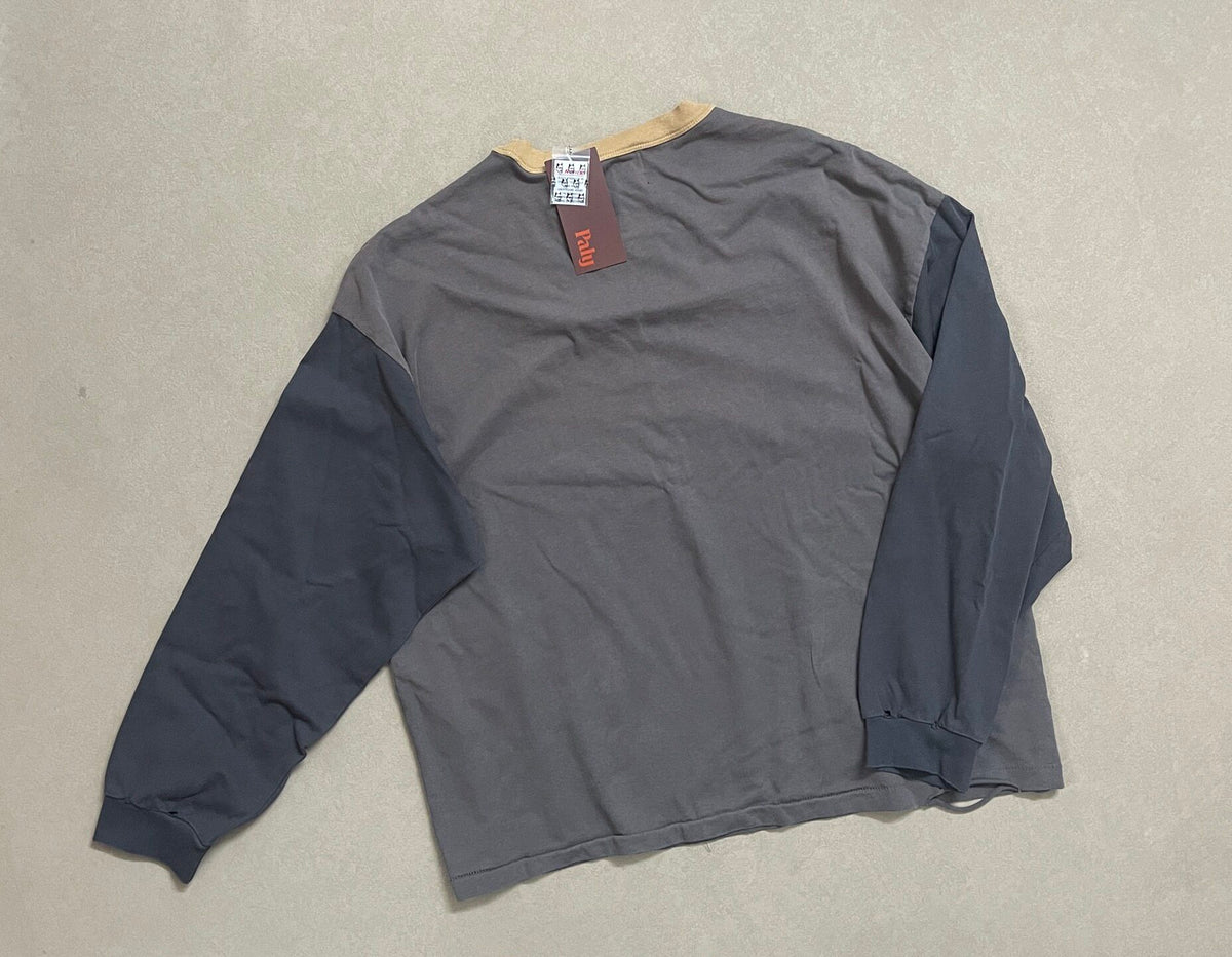 Play Hollywood Vintage‑Wash Grey Cropped Long Sleeve T‑Shirt
