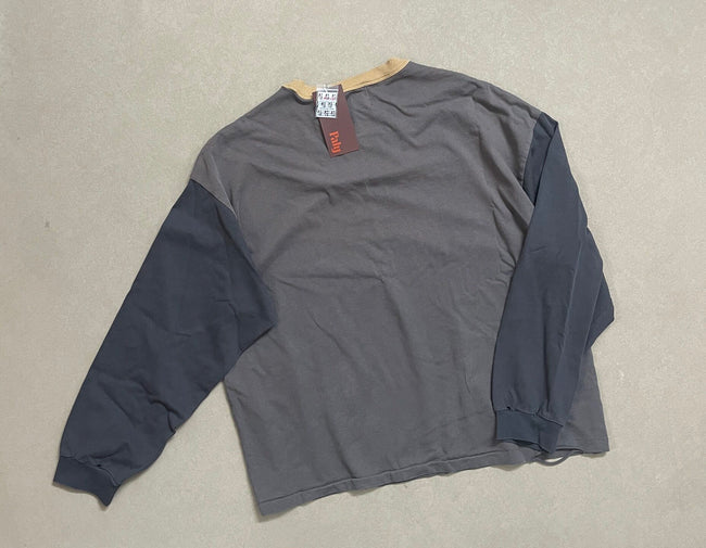 Play Hollywood Vintage‑Wash Grey Cropped Long Sleeve T‑Shirt Main Image