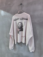 Play Hollywood Off‑White Crinkle Waffle Knit Cropped Long Sleeve Tee