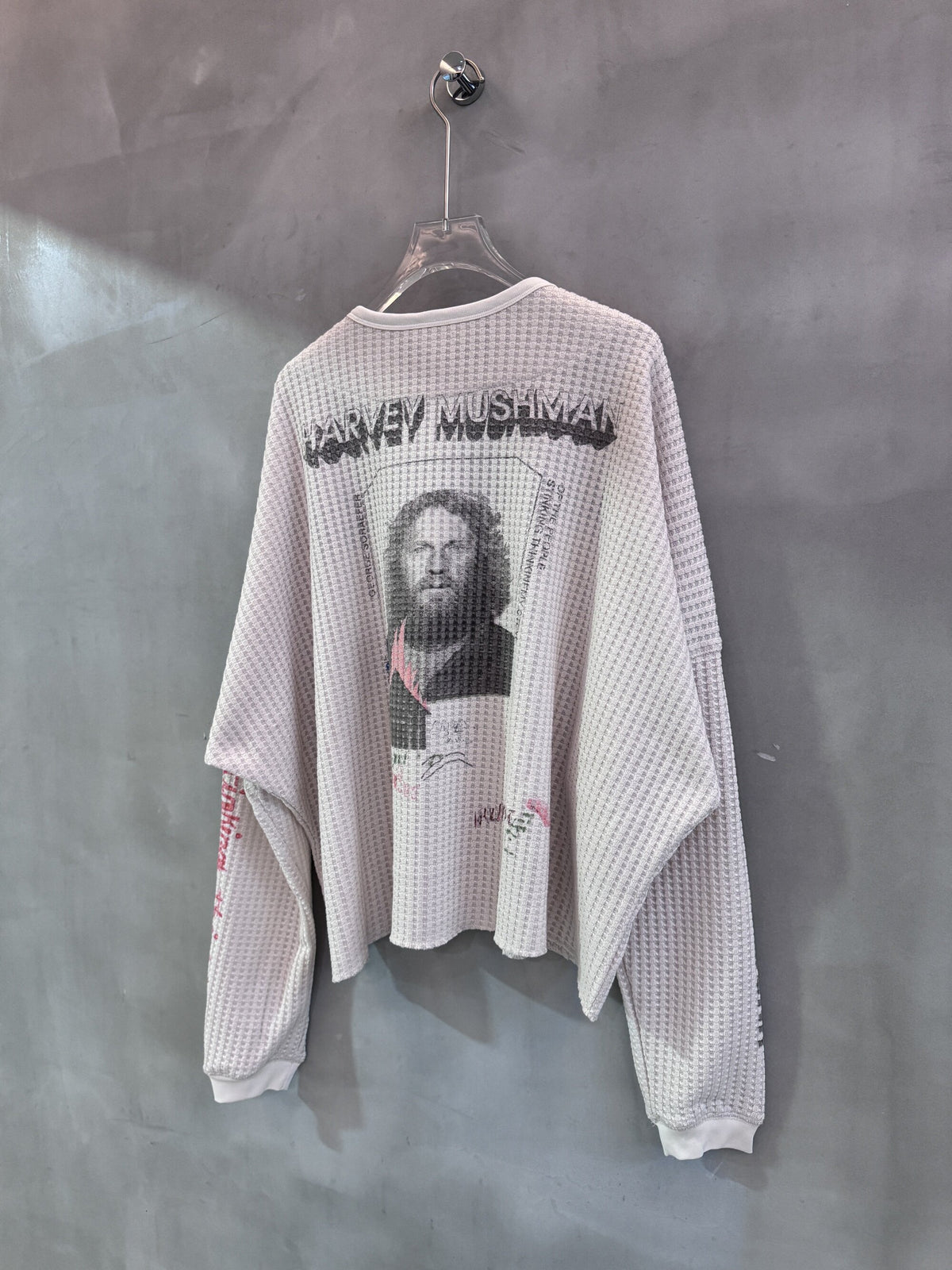 Play Hollywood Off‑White Crinkle Waffle Knit Cropped Long Sleeve Tee