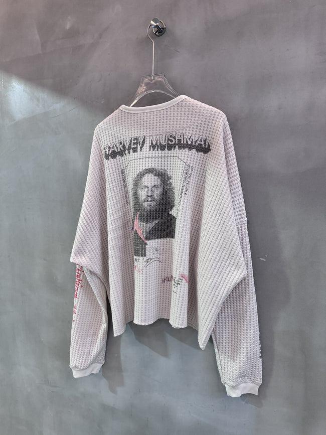 Play Hollywood Off‑White Crinkle Waffle Knit Cropped Long Sleeve Tee Main Image
