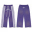 Roughplay Purple Side‑Stripe Snap Button Wide Leg Sweatpants