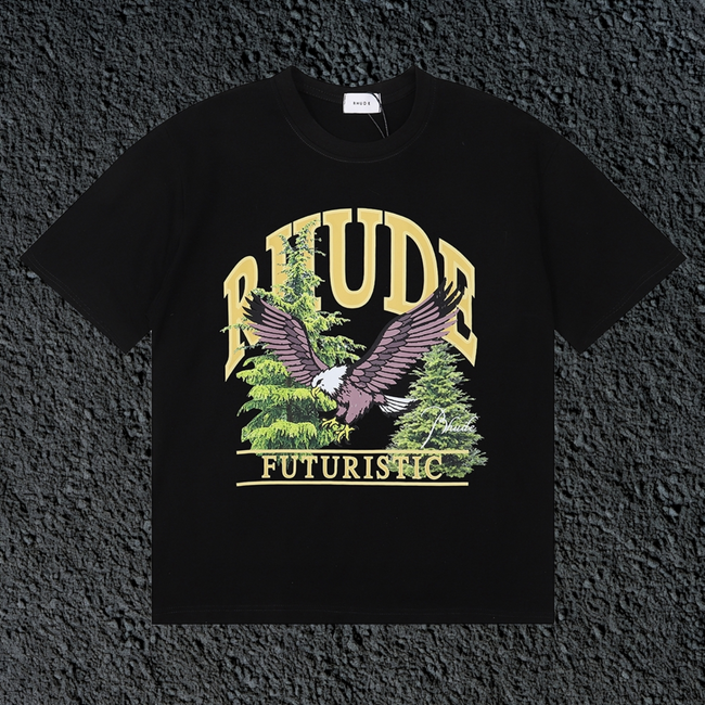 Rhude Futuristic Eagle Forest Vintage Black Oversized T‑Shirt Hover Image
