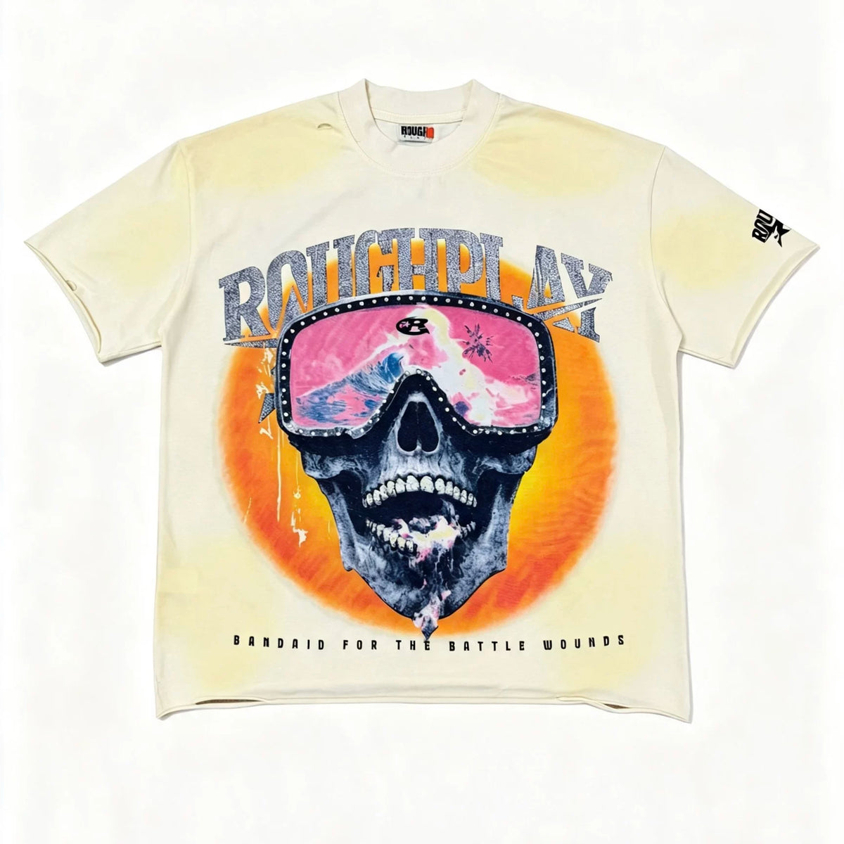 Roughplay Vintage Cream Tie‑Dye Oversized Street‑Grunge T‑Shirt