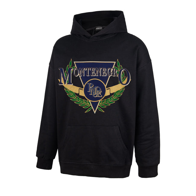 RHUDE Montenegro Laurel Crest Graphic Hoodie Black Hover Image
