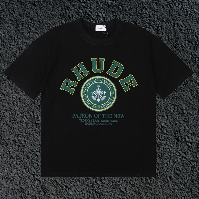 Rhude Patron Of The New Crest Badge Black Oversized T‑Shirt Hover Image