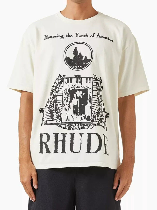 Rhude Honoring The Youth Graphic Oversized T‑Shirt Off‑White Hover Image