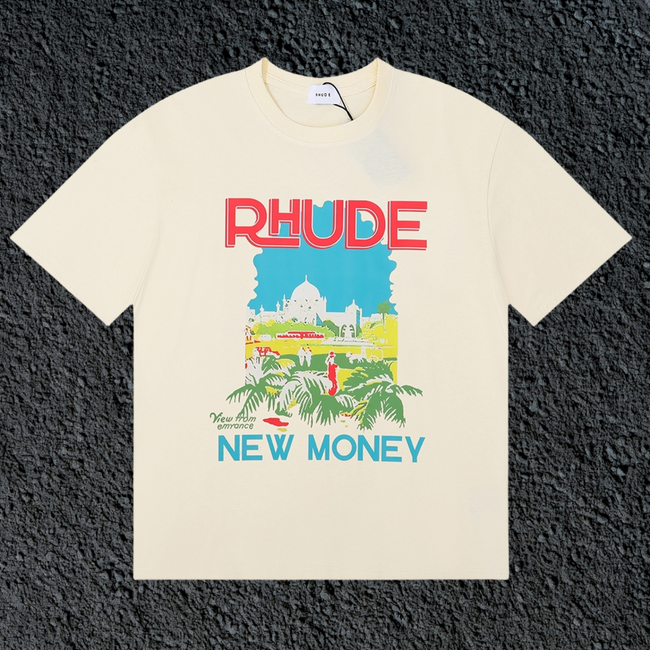Rhude New Money Tropical Palace Cream Oversized T‑Shirt Hover Image