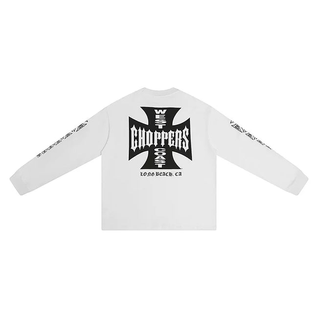 West Coast Choppers Off‑White Oversized Streetwear Sleeve Print Shirt Hover Image