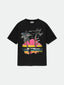 Rhude Sunset Palm Beach Surf Graphic Oversized T‑Shirt Black