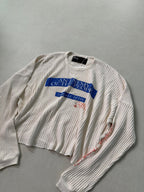 Play Hollywood Off‑White Crinkle Waffle Knit Cropped Long Sleeve Tee