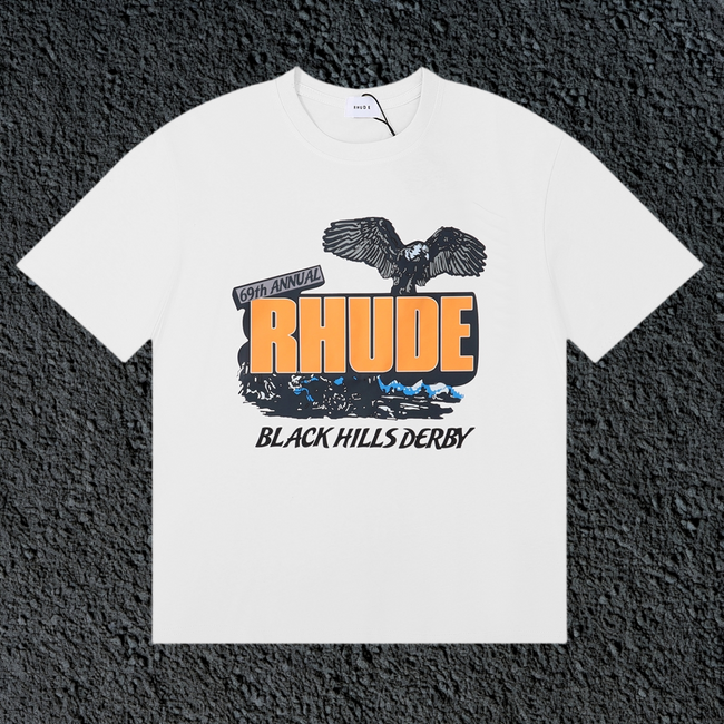 Rhude Black Hills Derby Eagle Mountain White Oversized T‑Shirt Hover Image