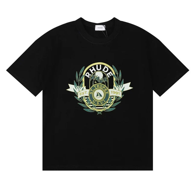 Rhude Laurel Crest Badge Graphic Oversized Tee Black Hover Image