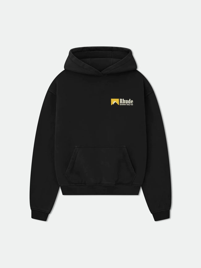 RHUDE Small Chest Badge Logo Hoodie Black Hover Image