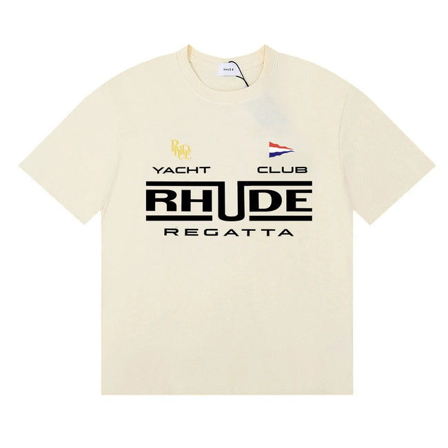 Rhude Yacht Club Regatta Flag Logo Cream Oversized T‑Shirt Hover Image