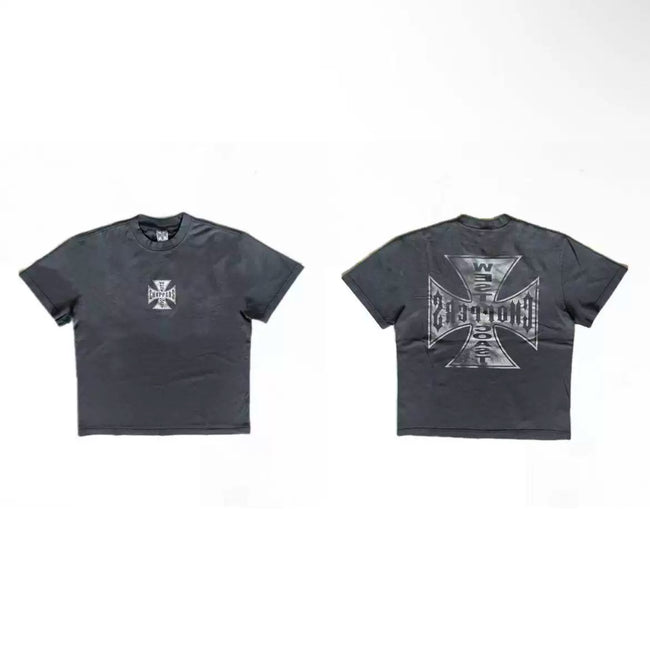 West Coast Choppers Reversed Dual‑Side Silver Cross Graphic Short Sleeve Tee Hover Image