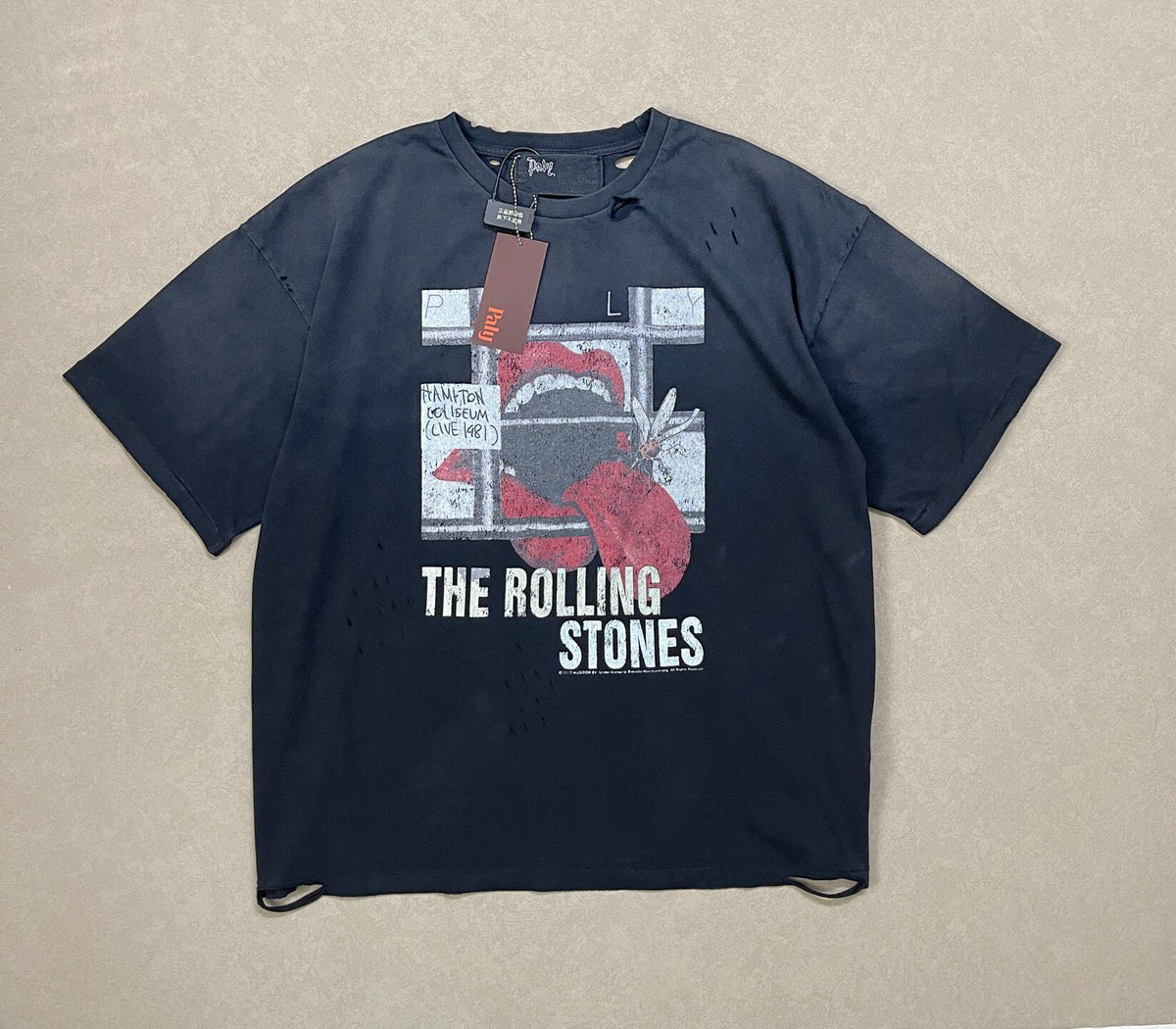Play Hollywood Vintage‑Wash Black Rock T‑Shirt