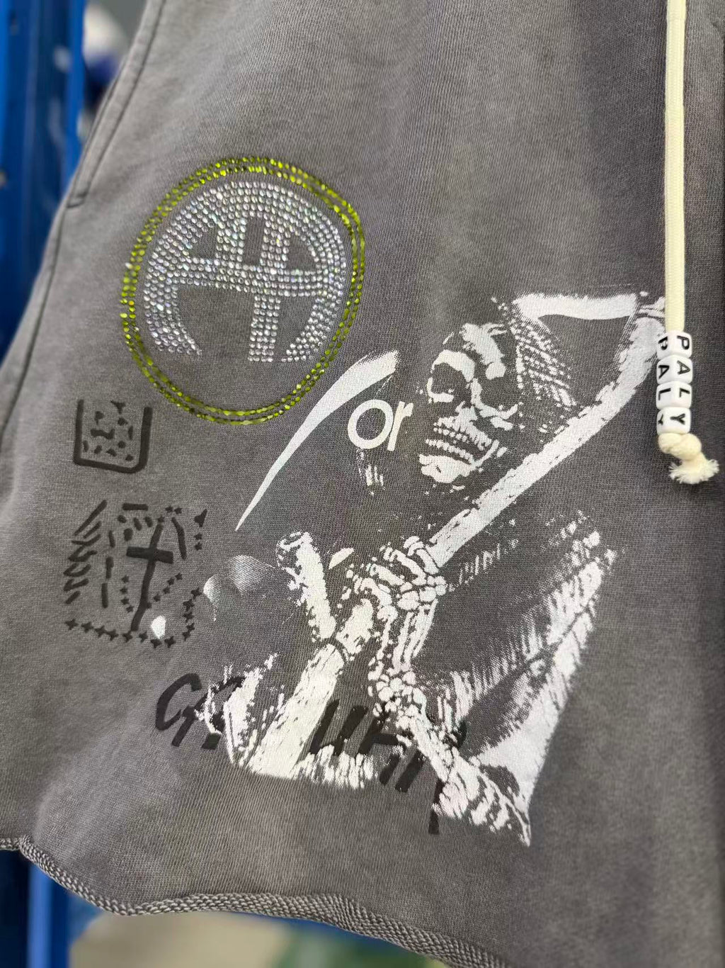 Play Hollywood Vintage‑Wash Grey Sweat Shorts