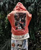 Play Hollywood Vintage‑Wash Red Pullover Oversized Hoodie