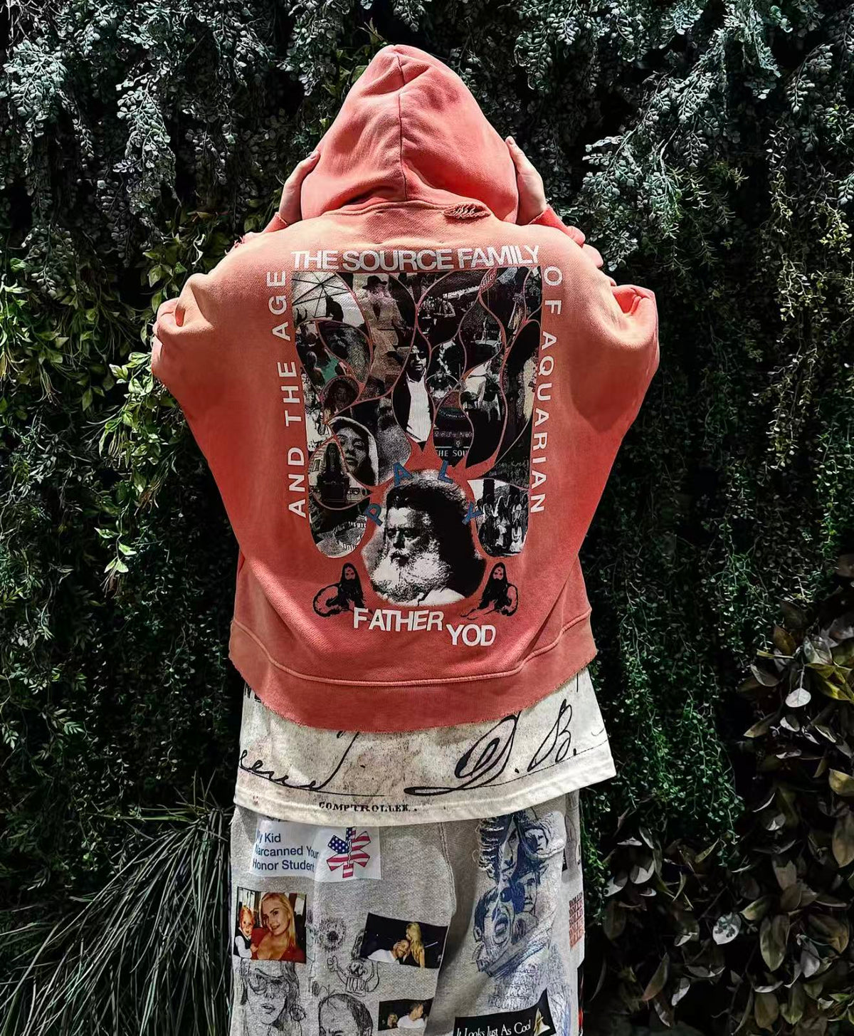Play Hollywood Vintage‑Wash Red Pullover Oversized Hoodie