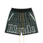 Rhude Green Tartan Plaid Outline Logo Shorts