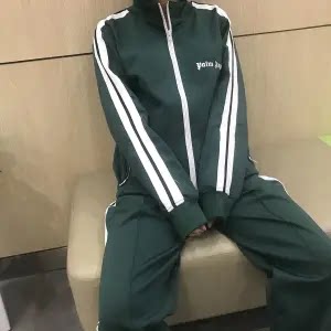 Palm Angels Classic Track Jacket - Dark Green/White Hover Image