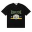 Rhude Retro Globe Badge Green Letter Black Oversized T‑Shirt
