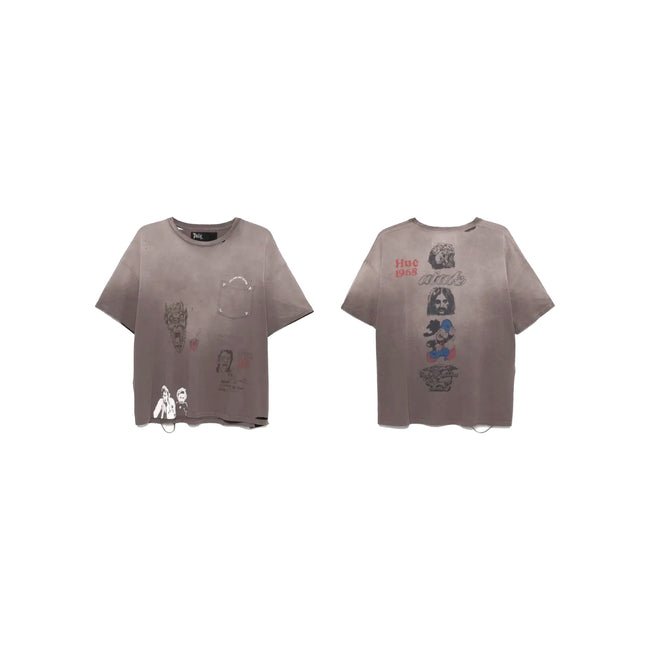 Play Hollywood Vintage Distressed Collage Graphic Gradient‑Wash Cropped Short‑Sleeve Tee Hover Image