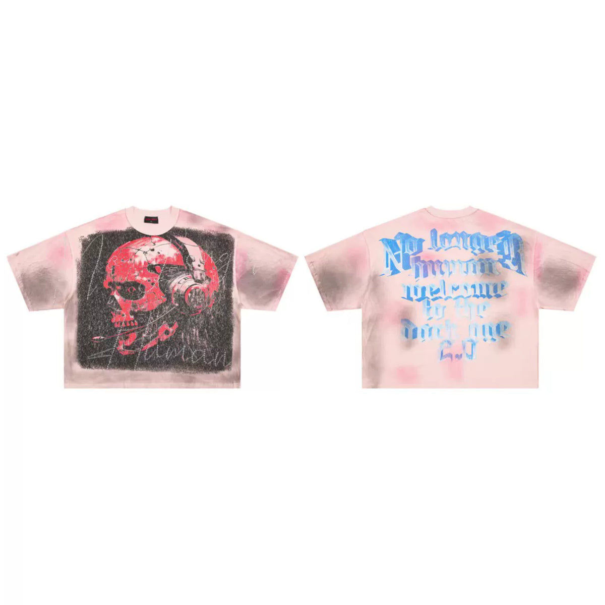 ROUGHPLAY Pink Tie‑Dye Boxy Cropped T‑Shirt