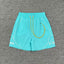 Rhude Outline Print Cyan Nylon Shorts