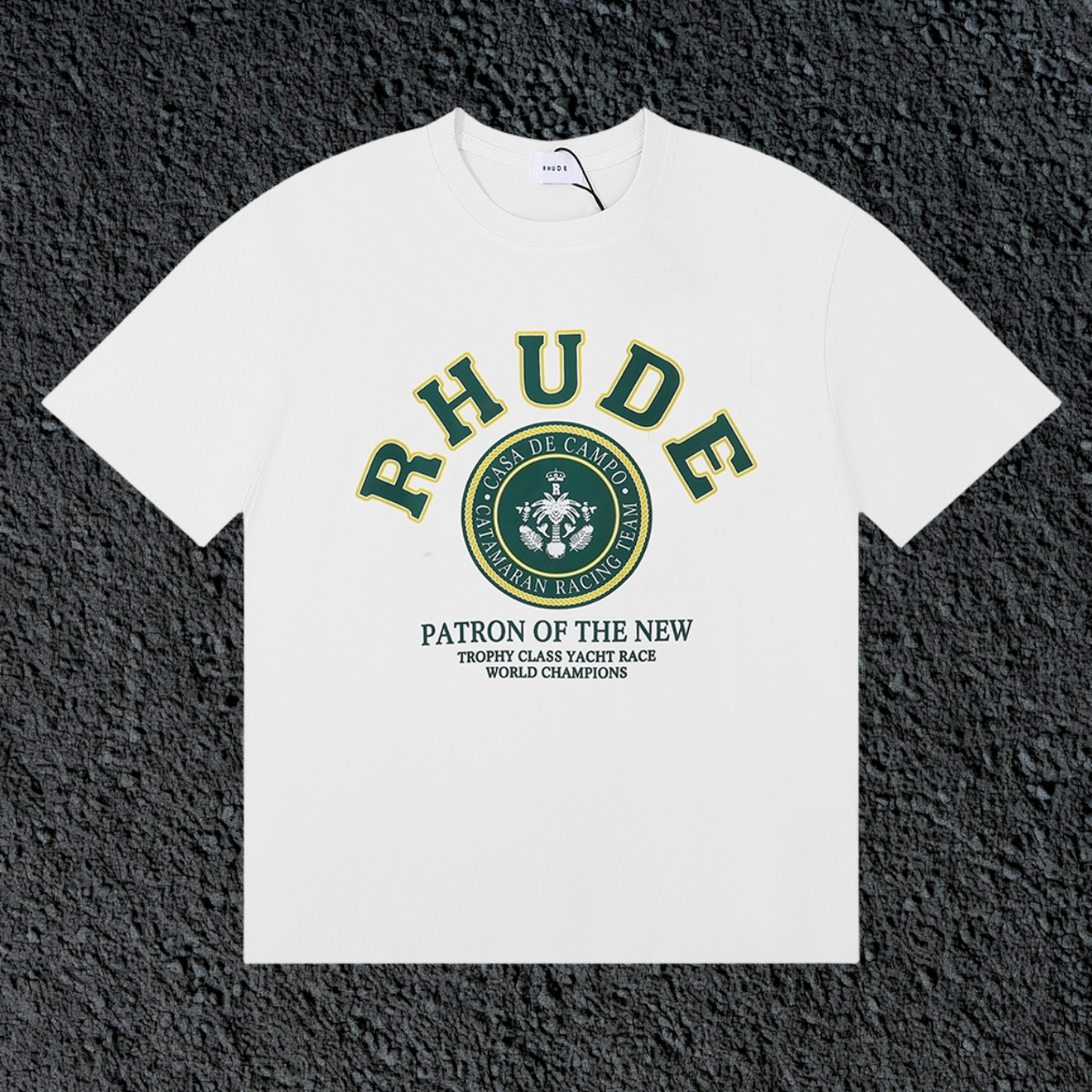 Rhude Patron Of The New Crest Badge White Oversized T‑Shirt