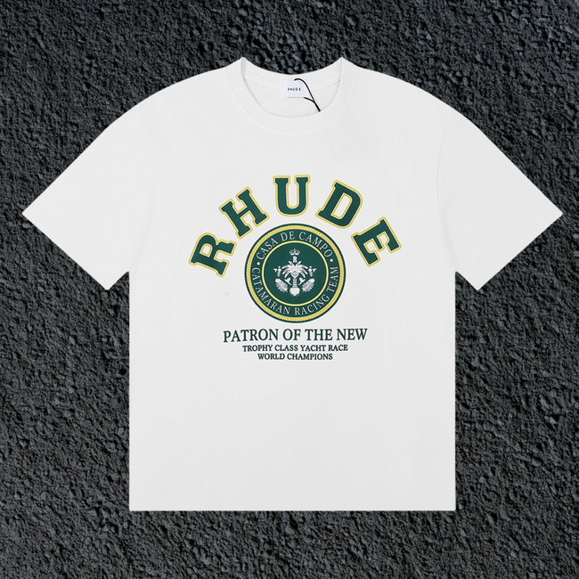 Rhude Patron Of The New Crest Badge White Oversized T‑Shirt Hover Image