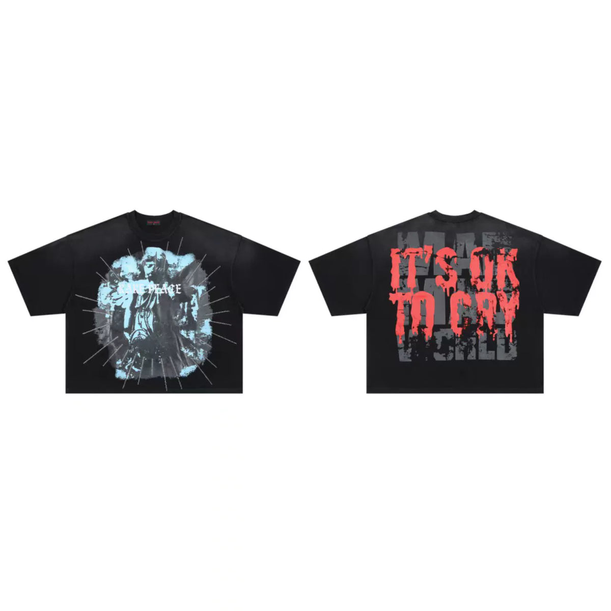 ROUGHPLAY Black Vintage Wash Boxy Cropped T‑Shirt