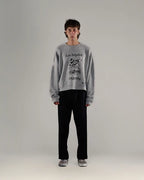 Play Hollywood Vintage‑Wash Grey Cropped Crewneck Sweatshirt
