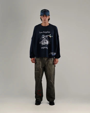 Play Hollywood Vintage‑Wash Black Cropped Crewneck Sweatshirt