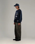 Play Hollywood Vintage‑Wash Black Cropped Crewneck Sweatshirt