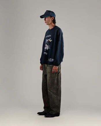 Play Hollywood Vintage‑Wash Black Cropped Crewneck Sweatshirt