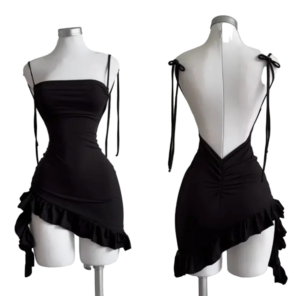 Backless Lace up Dress