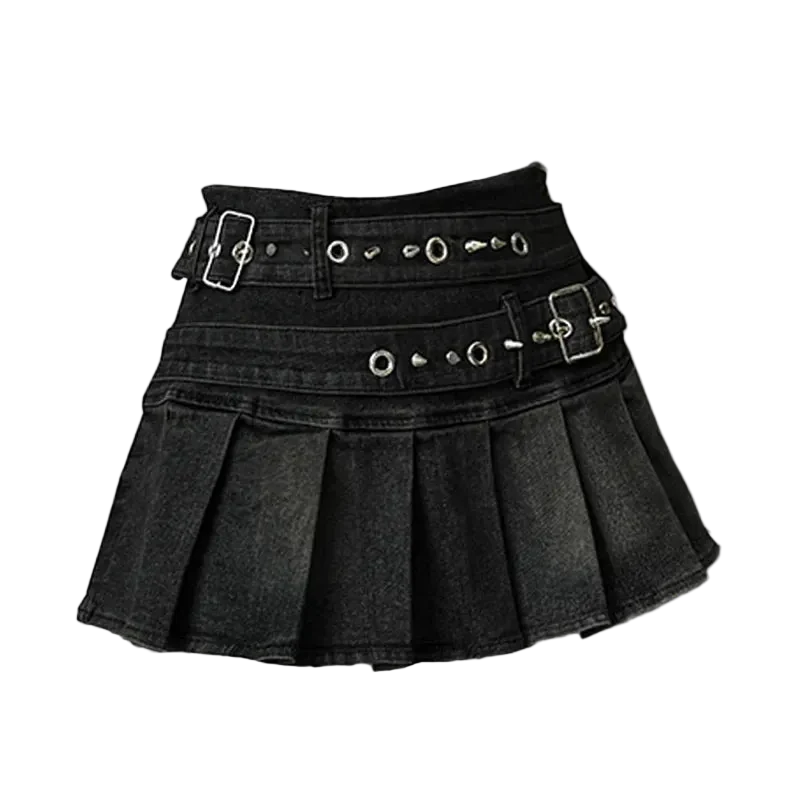 Belt Denim Skirt
