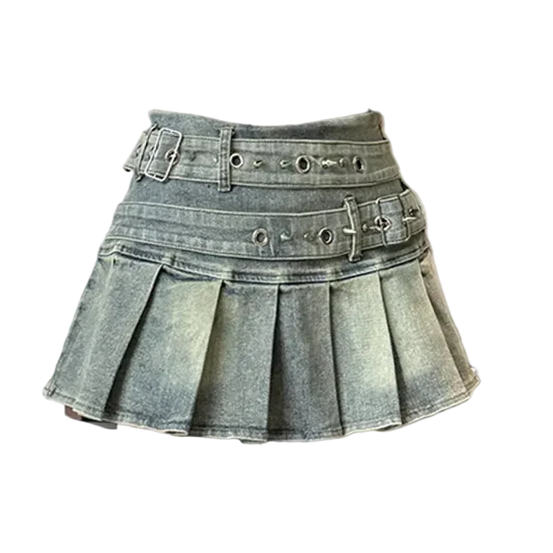 Belt Denim Skirt