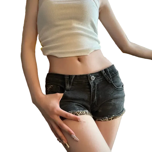 Black Leopard Shorts