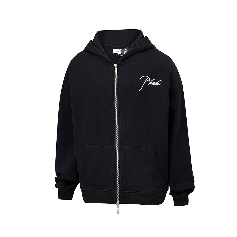 Rhude Script Logo Full Zip Hoodie