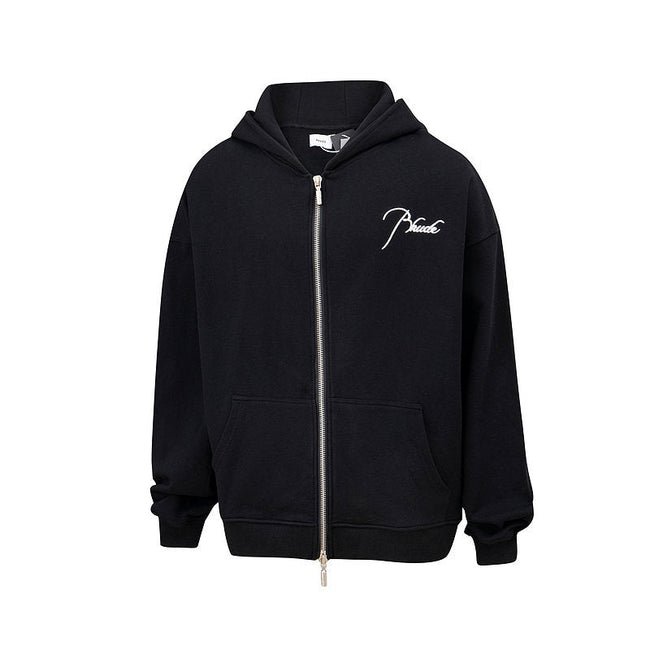 Rhude Script Logo Full Zip Hoodie Hover Image